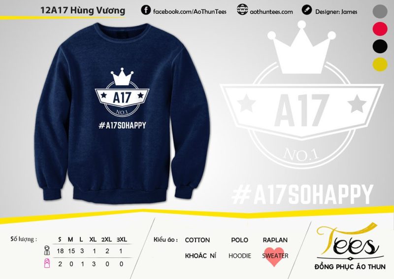Áo sweater nỉ lớp 12A17 - THPT Hùng Vương - 12A17 Hung Vuong2