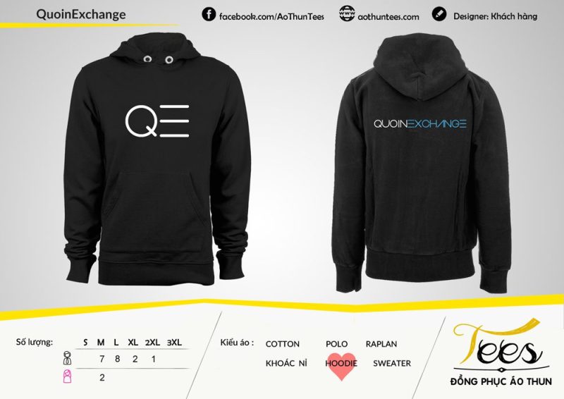 Áo hoodie đồng phục của Quoin Exchange - QuoinHoodie order