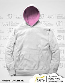 Áo hoodie đồng phục màu trắng lót nón hồng - 05.2. Hoodie trang lot hong 2